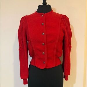 Vintage wool Red Button-Up Cardigan
